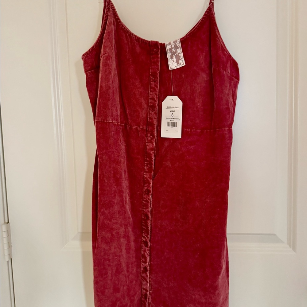 Burgundy Corduroy Mini Dress